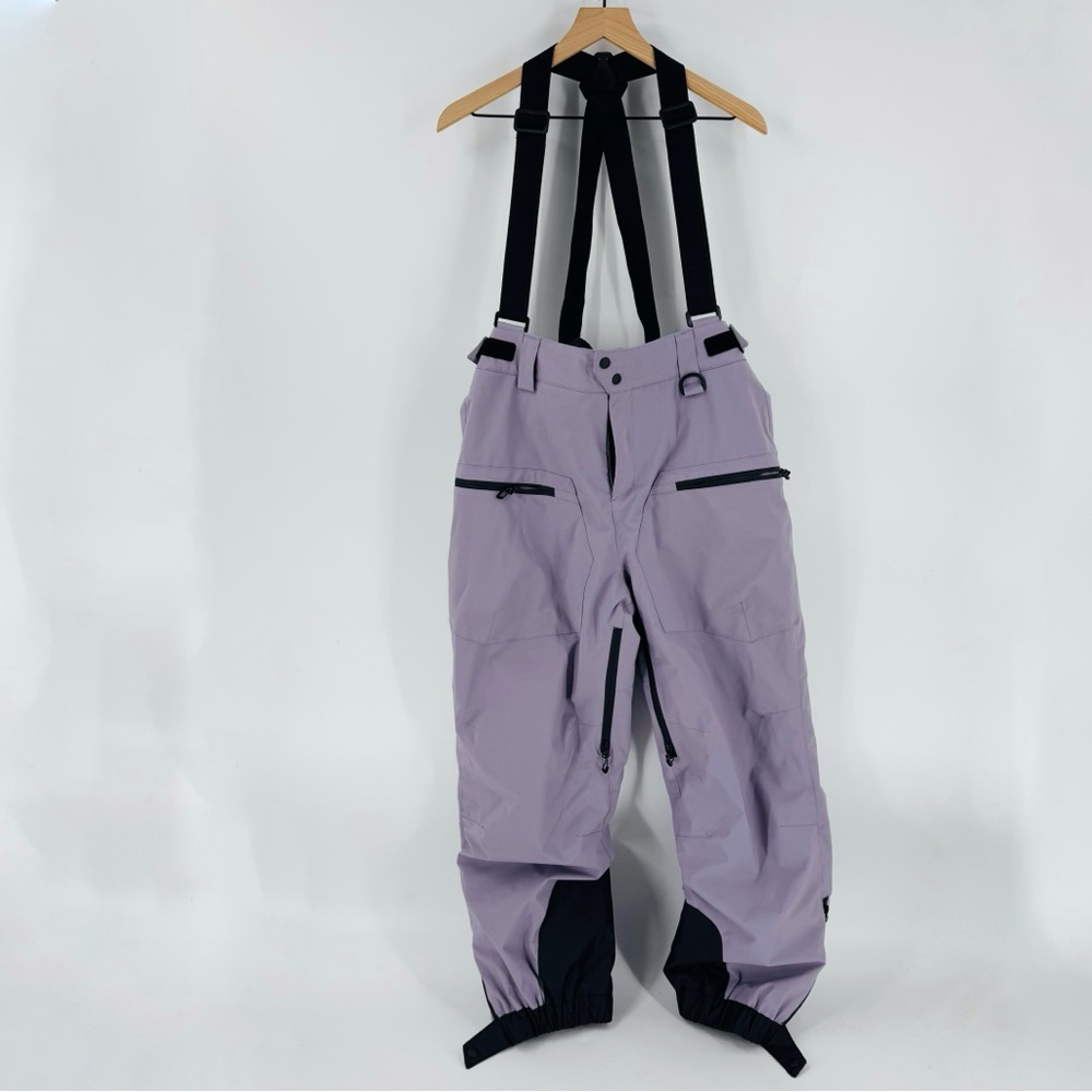 Gsou Snow Women’s Ski Snowboard Pants Purple Black Suspender Waterproof Size M
